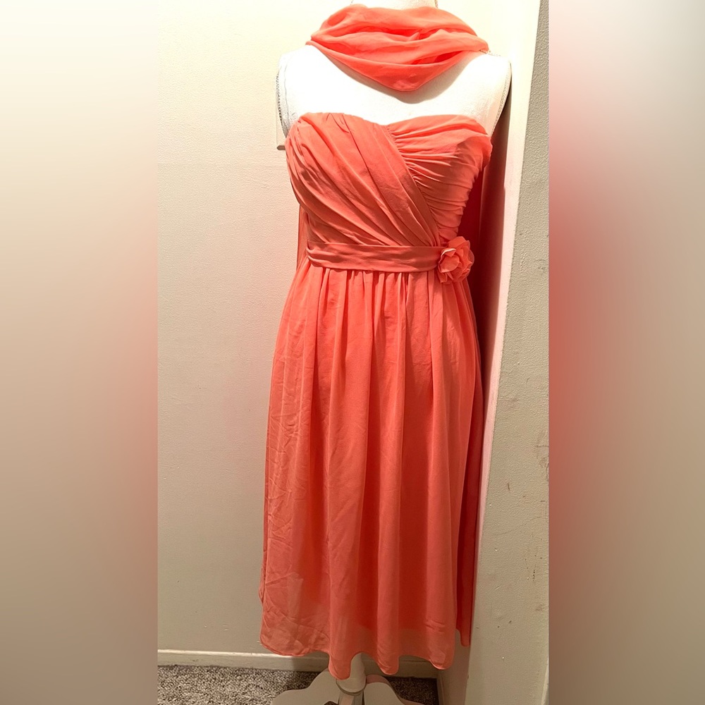 Cocktail Dress with Shawl peach color